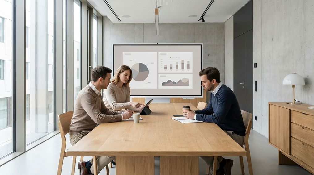 Development leader reviewing warning signs on a software team dashboard with engineers